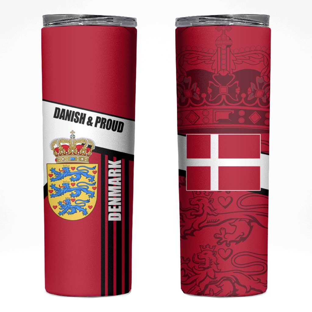 Denmark Skinny Tumbler Danish Coat of Arms, National Flag, Bold Scandinavian Heritage Design