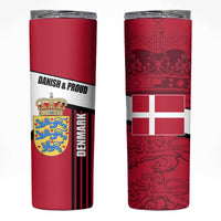 Denmark Skinny Tumbler Danish Coat of Arms, National Flag, Bold Scandinavian Heritage Design