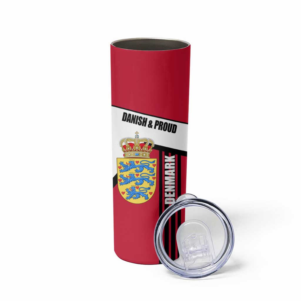 Denmark Skinny Tumbler Danish Coat of Arms, National Flag, Bold Scandinavian Heritage Design