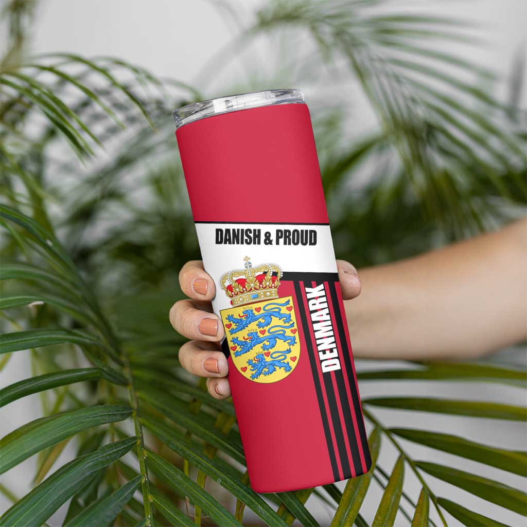 Denmark Skinny Tumbler Danish Coat of Arms, National Flag, Bold Scandinavian Heritage Design