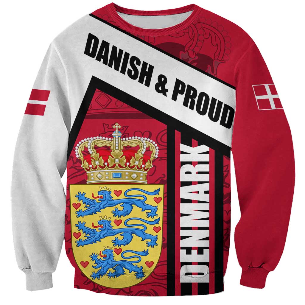 Denmark Sweatshirt Danish Coat of Arms, National Flag, Bold Scandinavian Heritage Design