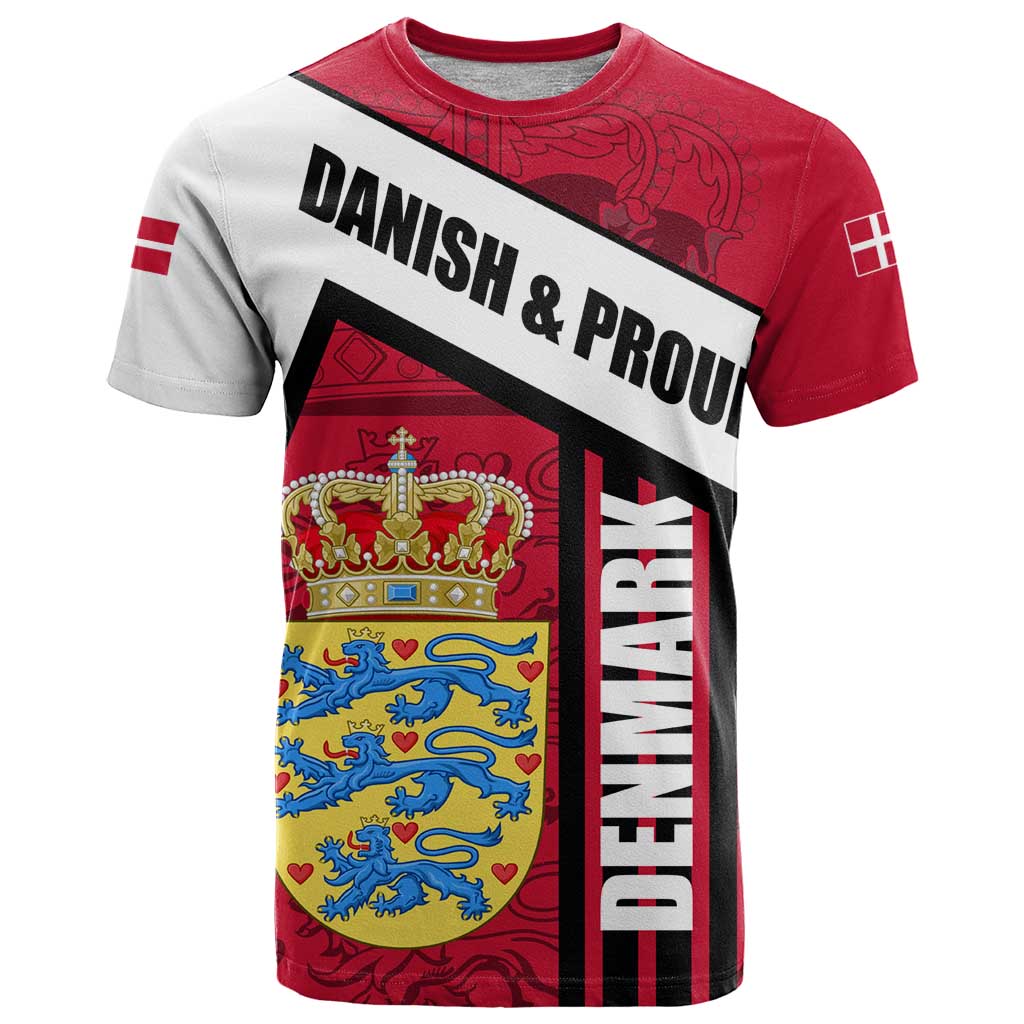 Denmark T Shirt Danish Coat of Arms, National Flag, Bold Scandinavian Heritage Design