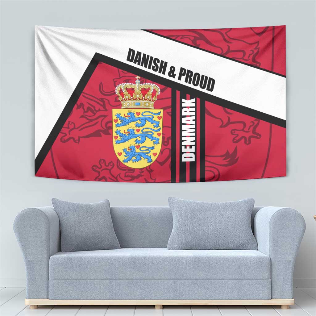 Denmark Tapestry Danish Coat of Arms, National Flag, Bold Scandinavian Heritage Design