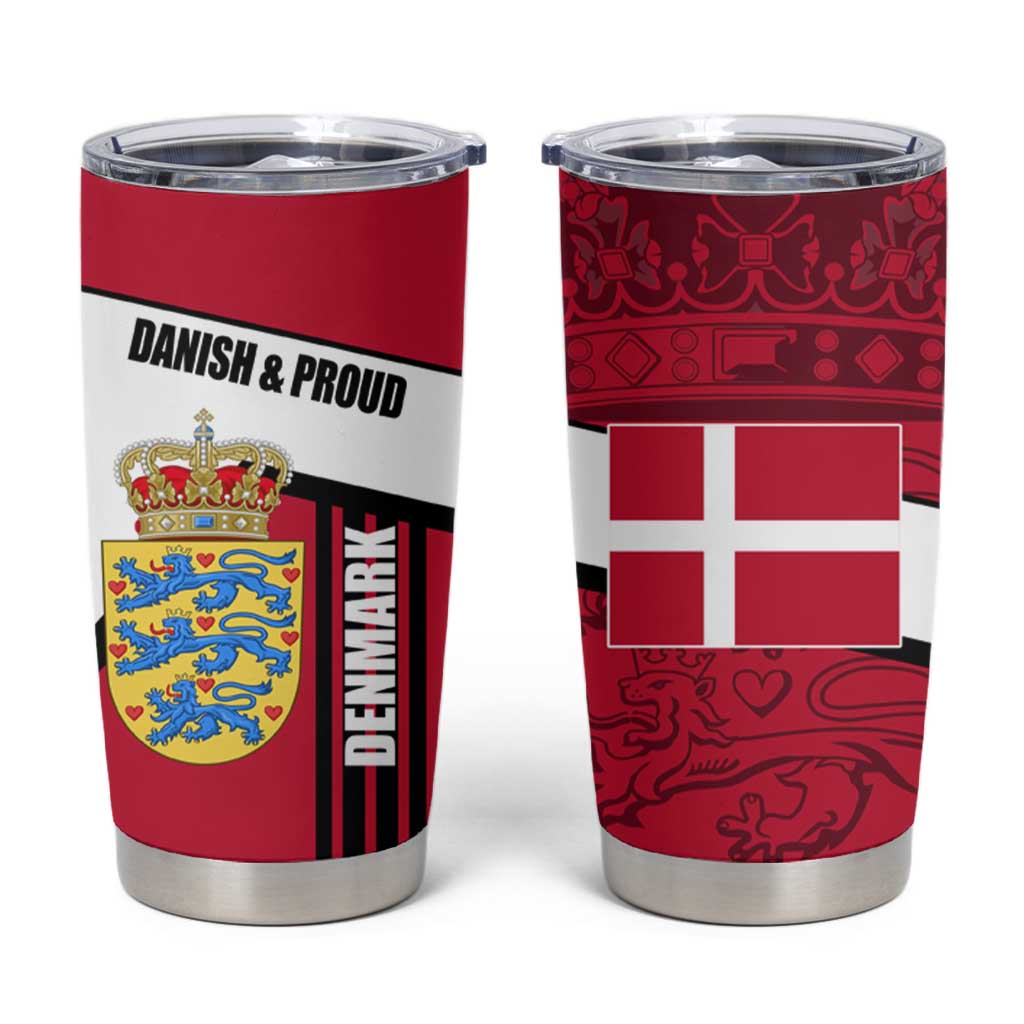 Denmark Tumbler Cup Danish Coat of Arms, National Flag, Bold Scandinavian Heritage Design