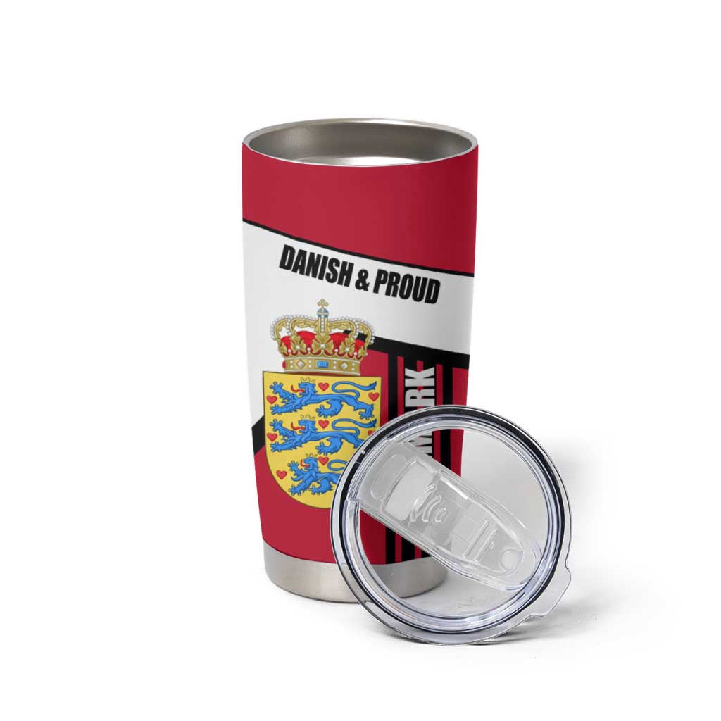 Denmark Tumbler Cup Danish Coat of Arms, National Flag, Bold Scandinavian Heritage Design