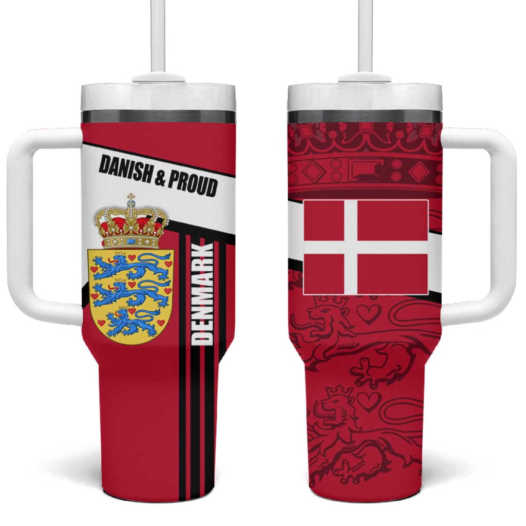 Denmark Tumbler With Handle Danish Coat of Arms, National Flag, Bold Scandinavian Heritage Design