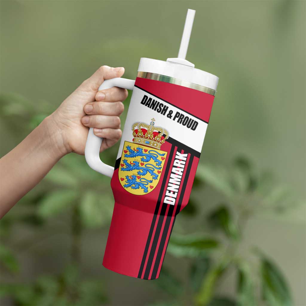 Denmark Tumbler With Handle Danish Coat of Arms, National Flag, Bold Scandinavian Heritage Design