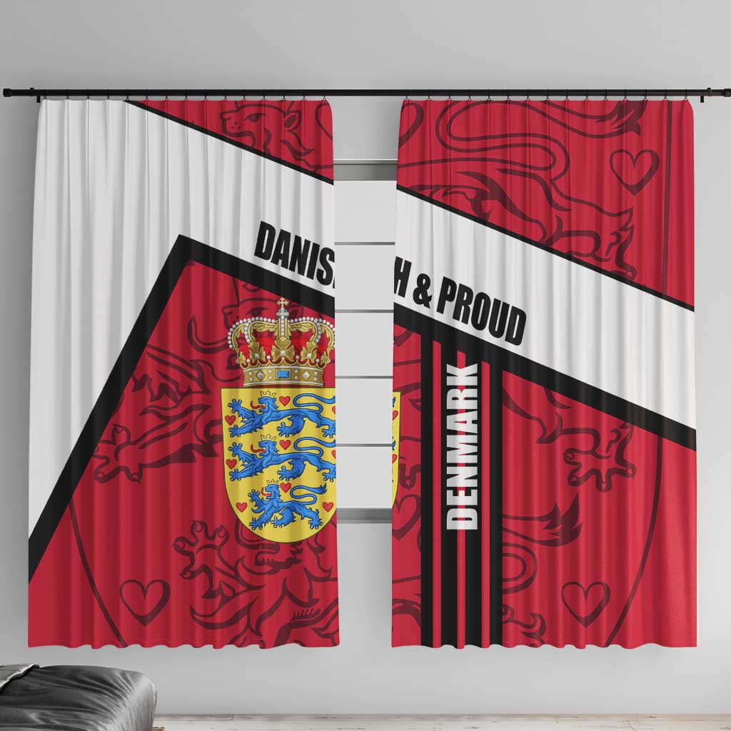 Denmark Window Curtain Danish Coat of Arms, National Flag, Bold Scandinavian Heritage Design