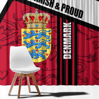 Denmark Window Curtain Danish Coat of Arms, National Flag, Bold Scandinavian Heritage Design