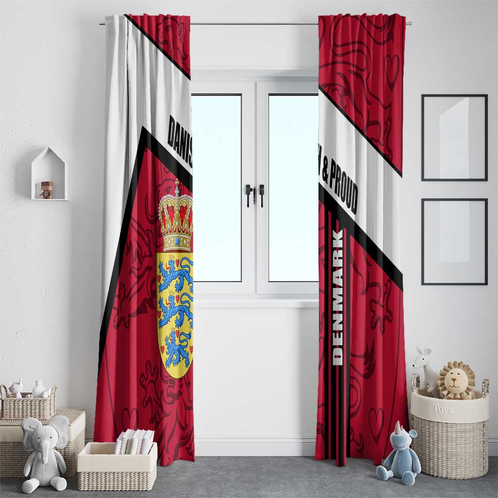 Denmark Window Curtain Danish Coat of Arms, National Flag, Bold Scandinavian Heritage Design