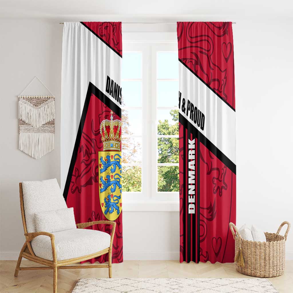 Denmark Window Curtain Danish Coat of Arms, National Flag, Bold Scandinavian Heritage Design