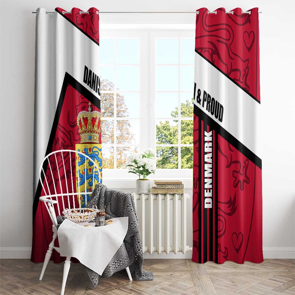 Denmark Window Curtain Danish Coat of Arms, National Flag, Bold Scandinavian Heritage Design