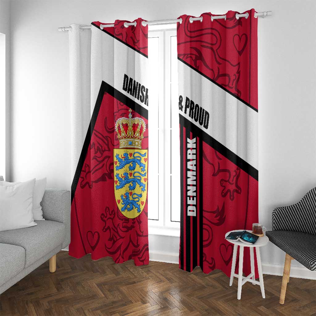 Denmark Window Curtain Danish Coat of Arms, National Flag, Bold Scandinavian Heritage Design