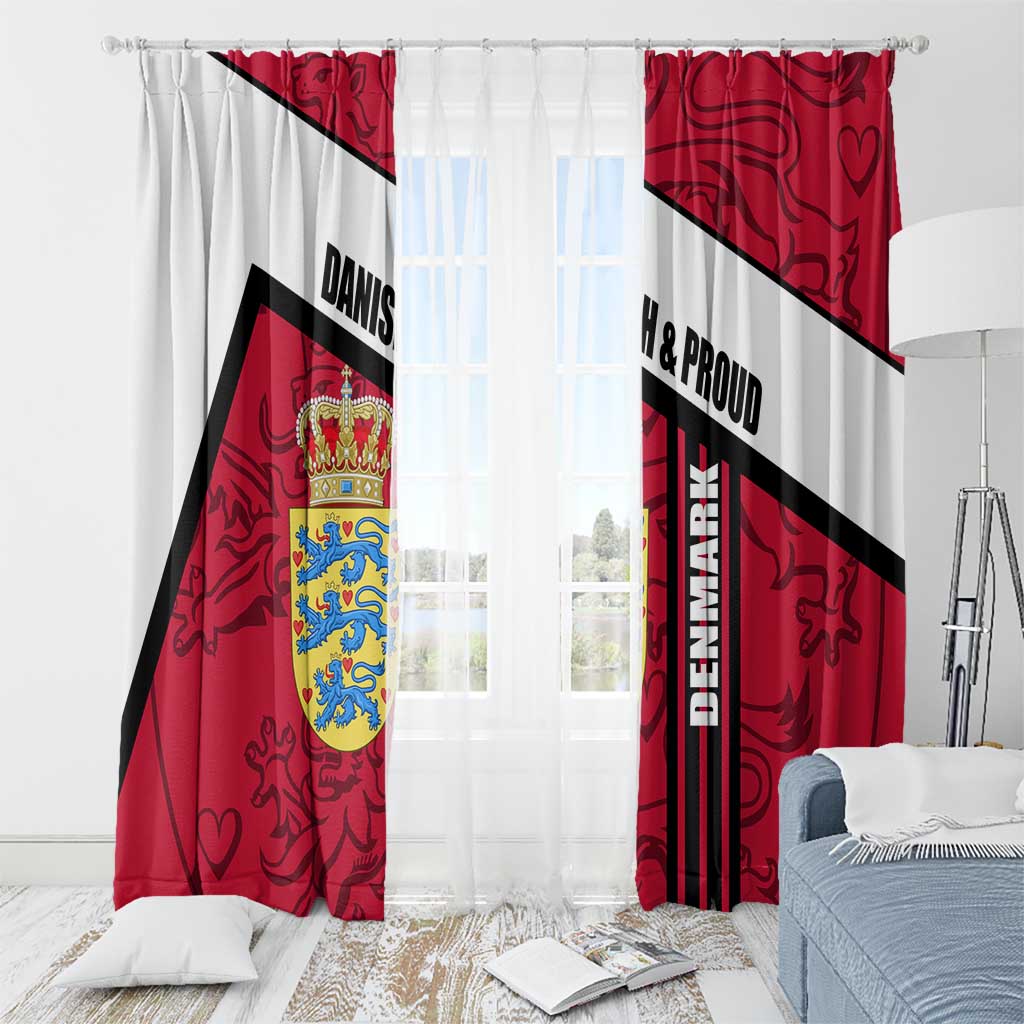 Denmark Window Curtain Danish Coat of Arms, National Flag, Bold Scandinavian Heritage Design