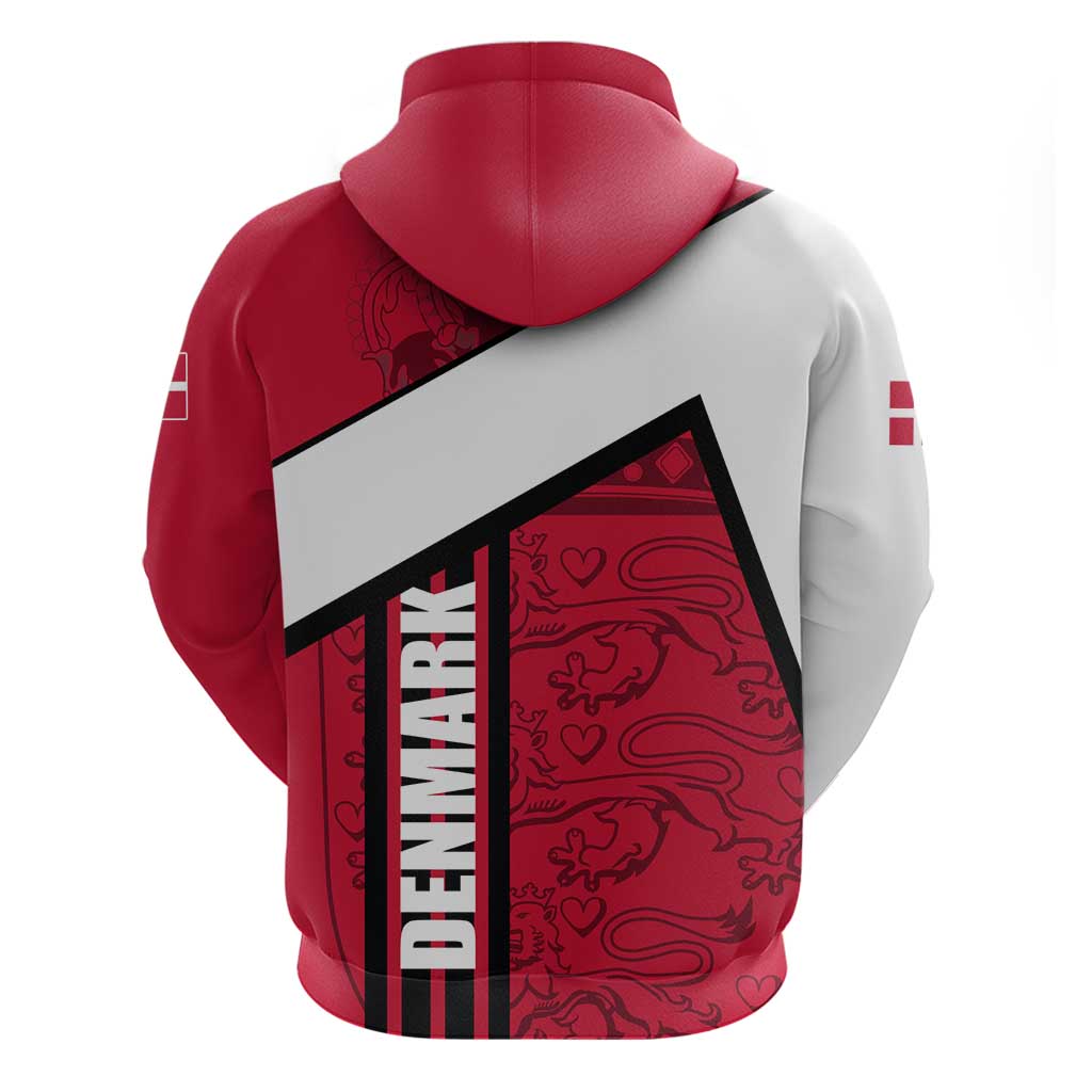 Denmark Zip Hoodie Danish Coat of Arms, National Flag, Bold Scandinavian Heritage Design