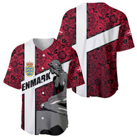 Denmark Baseball Jersey with The Little Mermaid Statue, Danish Folk Patterns, National Heritage Pride