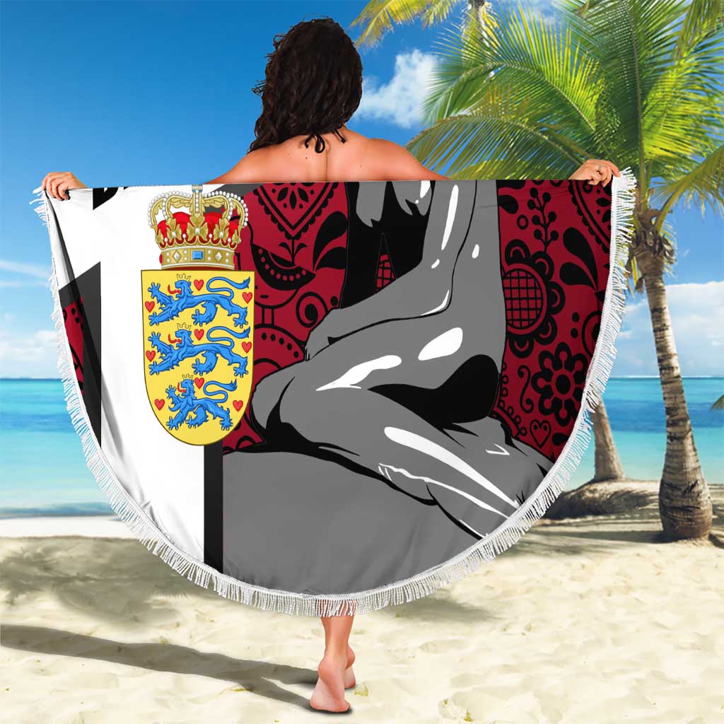 Denmark Beach Blanket with The Little Mermaid Statue, Danish Folk Patterns, National Heritage Pride