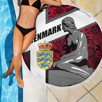 Denmark Beach Blanket with The Little Mermaid Statue, Danish Folk Patterns, National Heritage Pride
