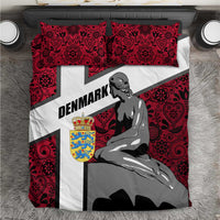 Denmark Bedding Set with The Little Mermaid Statue, Danish Folk Patterns, National Heritage Pride