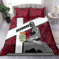 Denmark Bedding Set with The Little Mermaid Statue, Danish Folk Patterns, National Heritage Pride