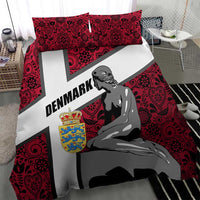 Denmark Bedding Set with The Little Mermaid Statue, Danish Folk Patterns, National Heritage Pride