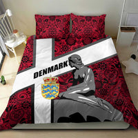 Denmark Bedding Set with The Little Mermaid Statue, Danish Folk Patterns, National Heritage Pride