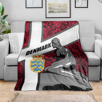 Denmark Blanket with The Little Mermaid Statue, Danish Folk Patterns, National Heritage Pride