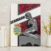 Denmark Canvas Wall Art with The Little Mermaid Statue, Danish Folk Patterns, National Heritage Pride