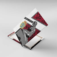 Denmark Canvas Wall Art with The Little Mermaid Statue, Danish Folk Patterns, National Heritage Pride