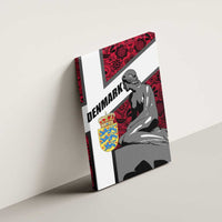 Denmark Canvas Wall Art with The Little Mermaid Statue, Danish Folk Patterns, National Heritage Pride
