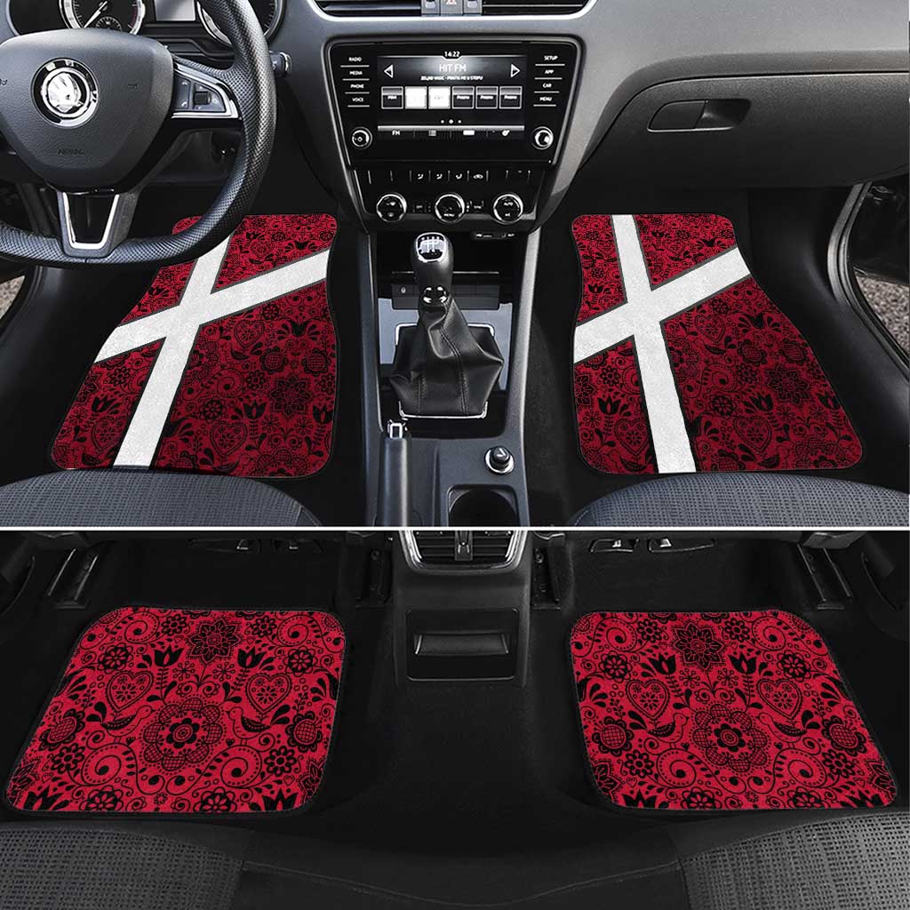 Denmark Car Mats with The Little Mermaid Statue, Danish Folk Patterns, National Heritage Pride