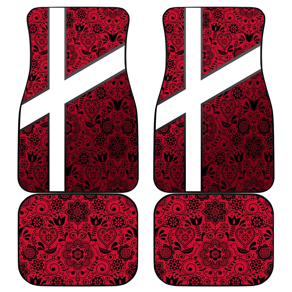 Denmark Car Mats with The Little Mermaid Statue, Danish Folk Patterns, National Heritage Pride