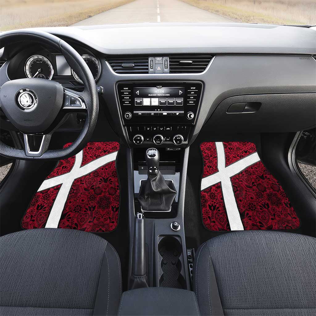 Denmark Car Mats with The Little Mermaid Statue, Danish Folk Patterns, National Heritage Pride