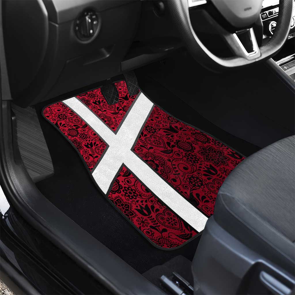 Denmark Car Mats with The Little Mermaid Statue, Danish Folk Patterns, National Heritage Pride