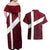 Denmark Couples Matching Off Shoulder Maxi Dress and Hawaiian Shirt with The Little Mermaid Statue, Danish Folk Patterns, National Heritage Pride