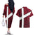 Denmark Couples Matching Off The Shoulder Long Sleeve Dress and Hawaiian Shirt with The Little Mermaid Statue, Danish Folk Patterns, National Heritage Pride