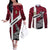 Denmark Couples Matching Off The Shoulder Long Sleeve Dress and Long Sleeve Button Shirt with The Little Mermaid Statue, Danish Folk Patterns, National Heritage Pride