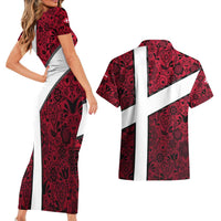 Denmark Couples Matching Short Sleeve Bodycon Dress and Hawaiian Shirt with The Little Mermaid Statue, Danish Folk Patterns, National Heritage Pride