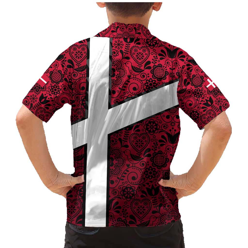 Denmark Family Matching Mermaid Dress and Hawaiian Shirt with The Little Mermaid Statue, Danish Folk Patterns, National Heritage Pride