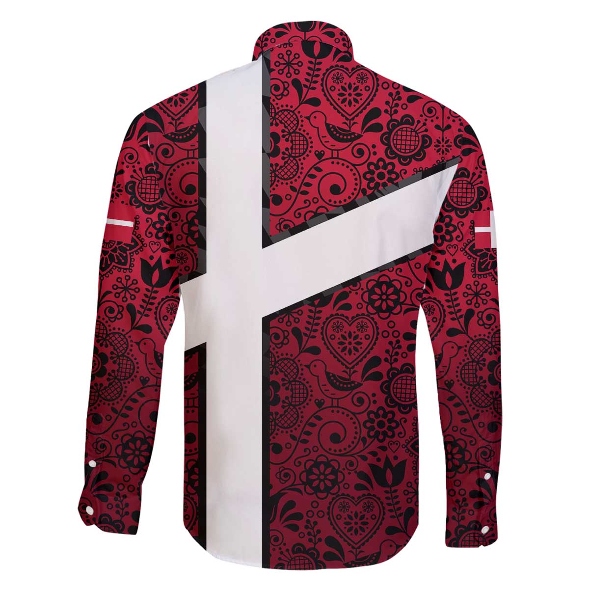 Denmark Family Matching Off The Shoulder Long Sleeve Dress and Hawaiian Shirt with The Little Mermaid Statue, Danish Folk Patterns, National Heritage Pride