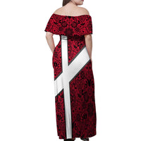 Denmark Family Matching Off Shoulder Maxi Dress and Hawaiian Shirt with The Little Mermaid Statue, Danish Folk Patterns, National Heritage Pride