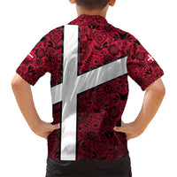 Denmark Family Matching Short Sleeve Bodycon Dress and Hawaiian Shirt with The Little Mermaid Statue, Danish Folk Patterns, National Heritage Pride