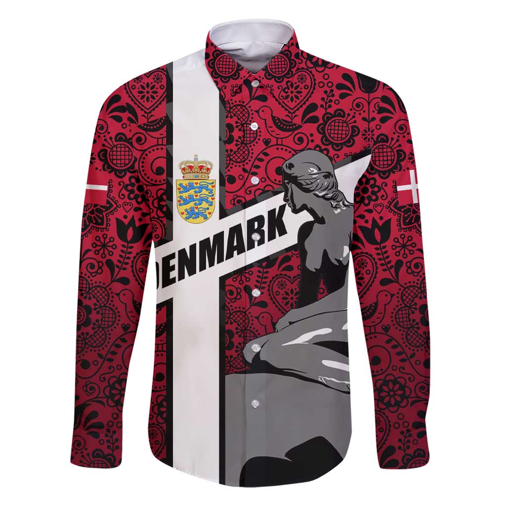 Denmark Family Matching Short Sleeve Bodycon Dress and Hawaiian Shirt with The Little Mermaid Statue, Danish Folk Patterns, National Heritage Pride