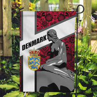 Denmark Garden Flag with The Little Mermaid Statue, Danish Folk Patterns, National Heritage Pride