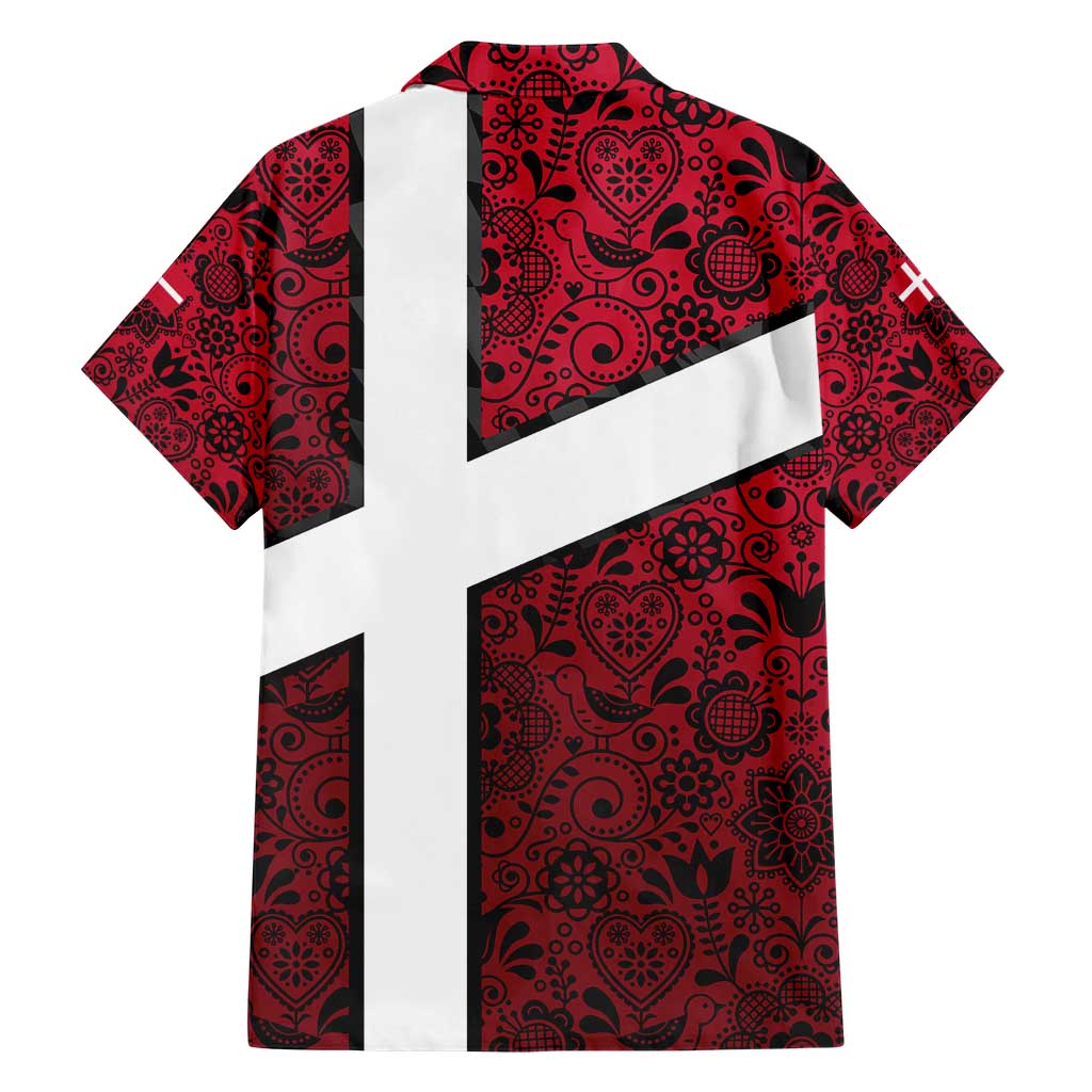 Denmark Hawaiian Shirt with The Little Mermaid Statue, Danish Folk Patterns, National Heritage Pride