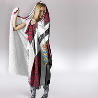 Denmark Hooded Blanket with The Little Mermaid Statue, Danish Folk Patterns, National Heritage Pride
