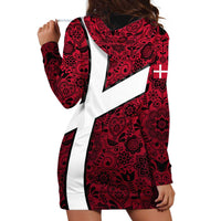 Denmark Hoodie Dress with The Little Mermaid Statue, Danish Folk Patterns, National Heritage Pride