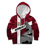 Denmark Kid Hoodie with The Little Mermaid Statue, Danish Folk Patterns, National Heritage Pride
