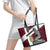 Denmark Leather Tote Bag with The Little Mermaid Statue, Danish Folk Patterns, National Heritage Pride
