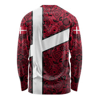 Denmark Long Sleeve Shirt with The Little Mermaid Statue, Danish Folk Patterns, National Heritage Pride
